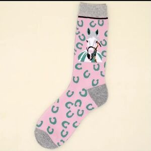 Pink Horse lovers equestrian pattern and leopard print  socks